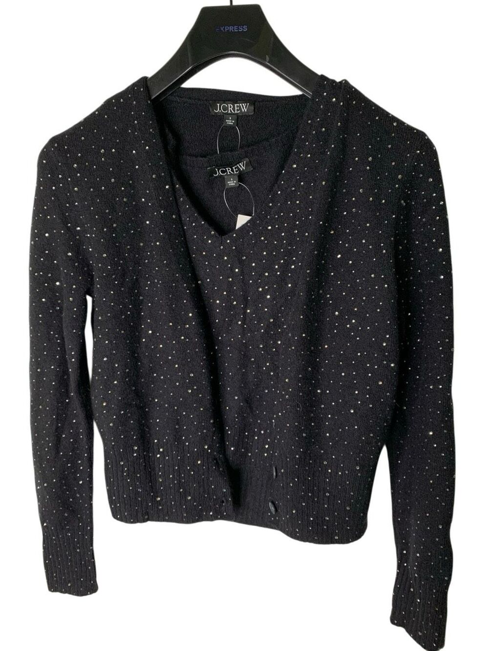 J Crew Crystal embellished sweater tank set black women's small NEW WITH TAGS